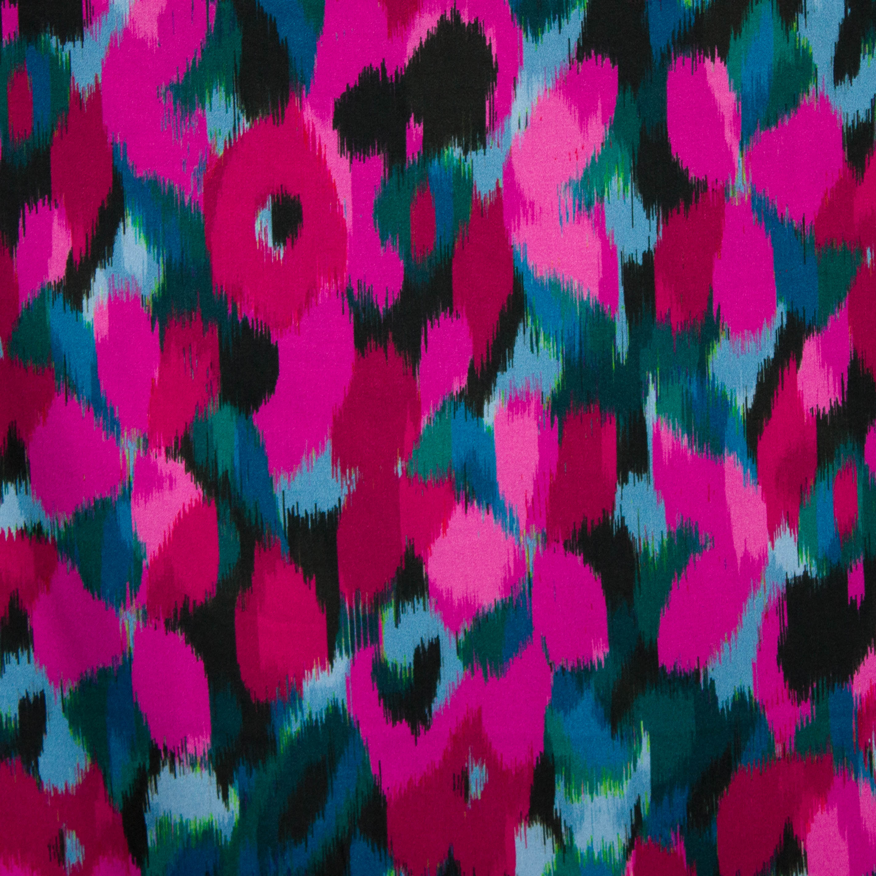 viscose satijn fuchsia met abstract motief